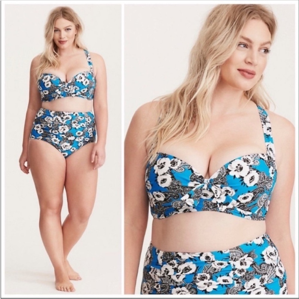 Hard to Find! Set! Torrid sz 2 Floral Paisley‎ Swim Bathing Suit 2X
